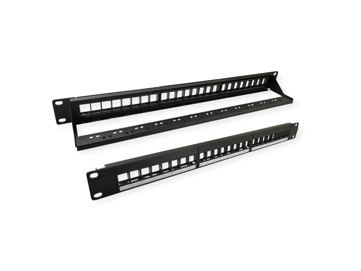 VALUE Panneau de brassage 19" pour keystones, 24 ports, 1U, non-blindé, noir