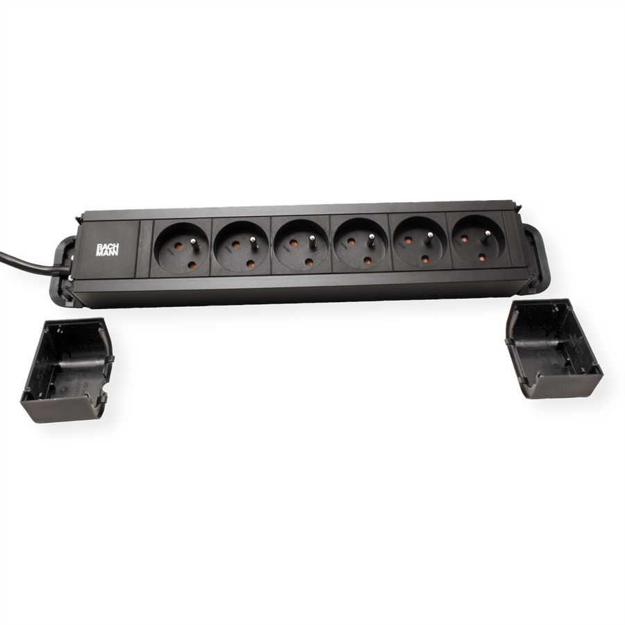 BACHMANN PRIMO2 Prise multiple 6x UTE, aluminium, noir, 2 m
