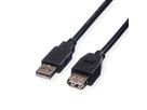 ROLINE Câble USB 2.0 Type A-A, M/F, noir, 1,8 m