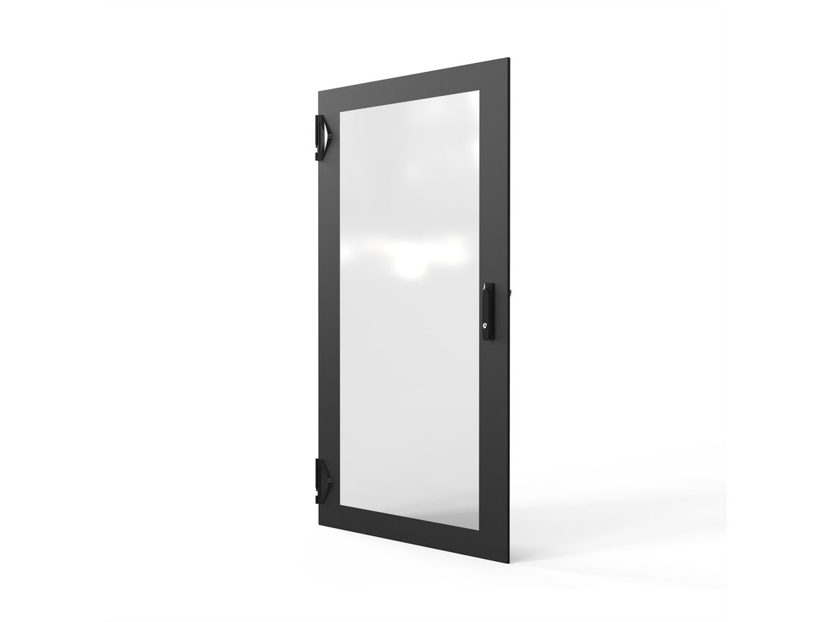 SCHROFF Porte 1400H 800L verre IP20 fermeture 1 point RAL7021