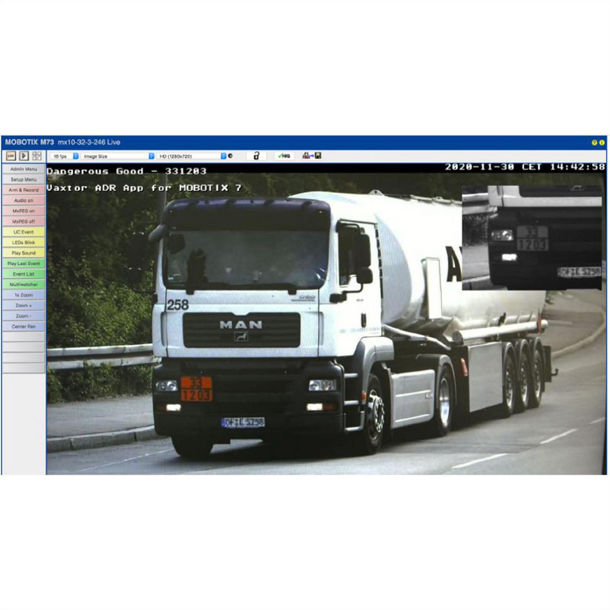 MOBOTIX APP-Licence Vaxtor pour l'identification et la détection des marchandises dangereuses