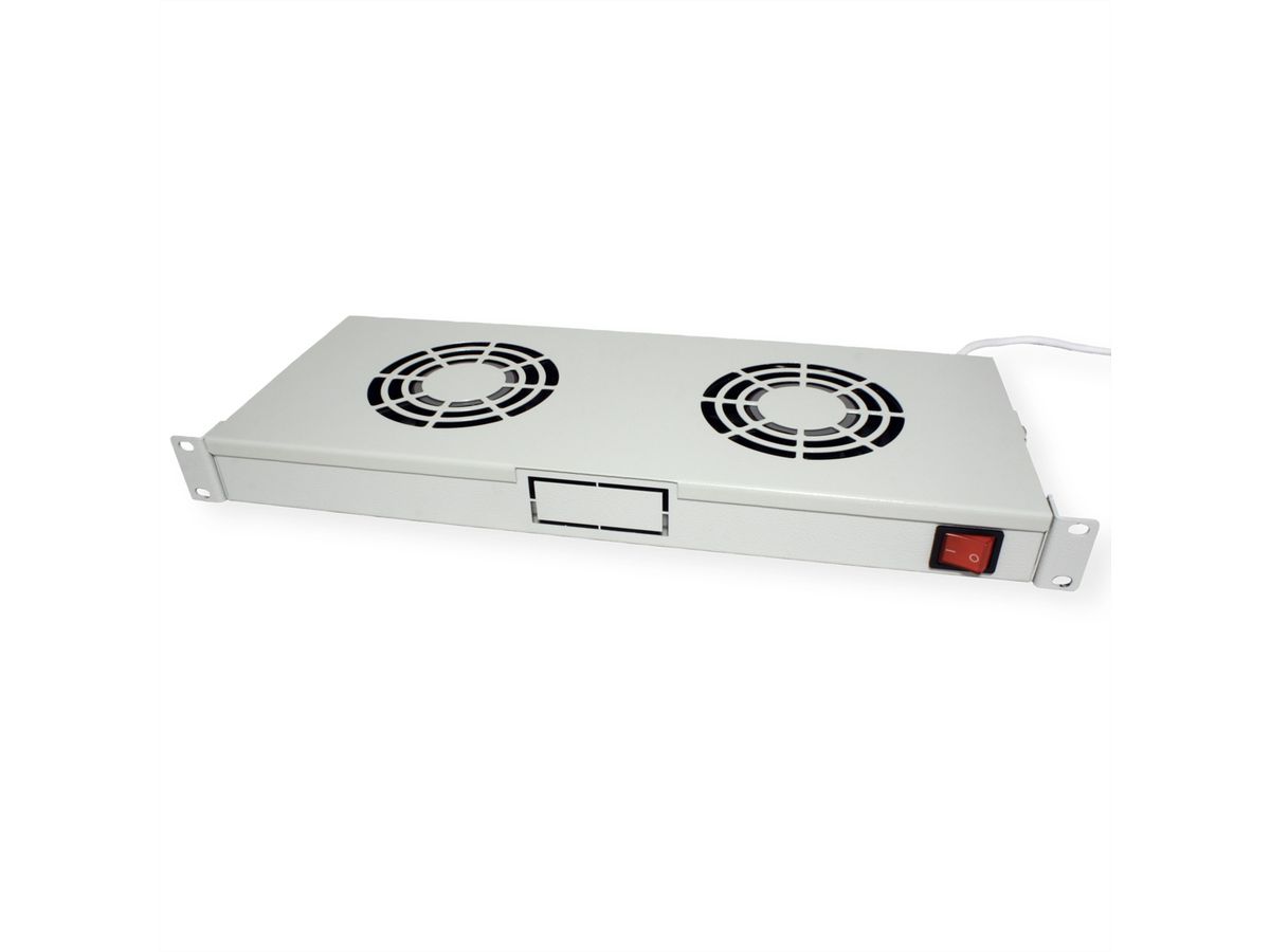 ROLINE 19" Unité de ventilation, 2 ventilateurs, Thermostat gris