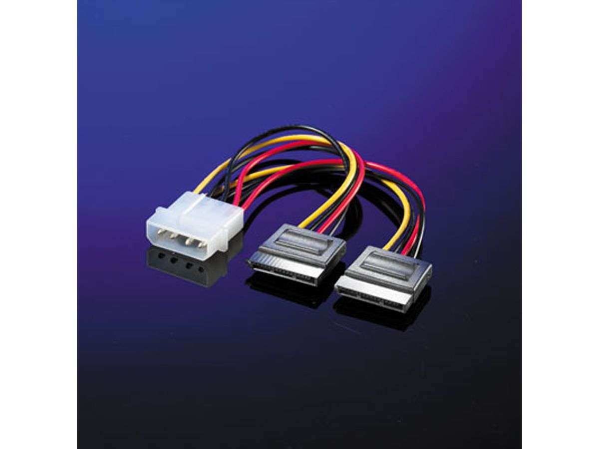 ROLINE Câble d'alimentation en Y 4 pôles disque dur / 2 x SATA, 0,12 m