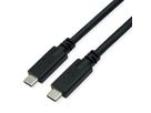 ROLINE Câble compatible USB 3.2 Gen2, avec PD (Power Delivery), avec Emark, C-C, M/M, noir, 3 m
