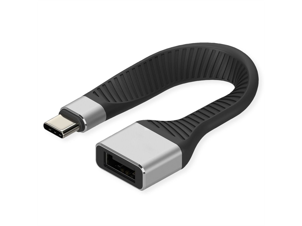 ROLINE Câble USB 3.2 Gen 2 en silicone, C-A, M/F, 10Gbit/s, Emark, noir, 11 cm