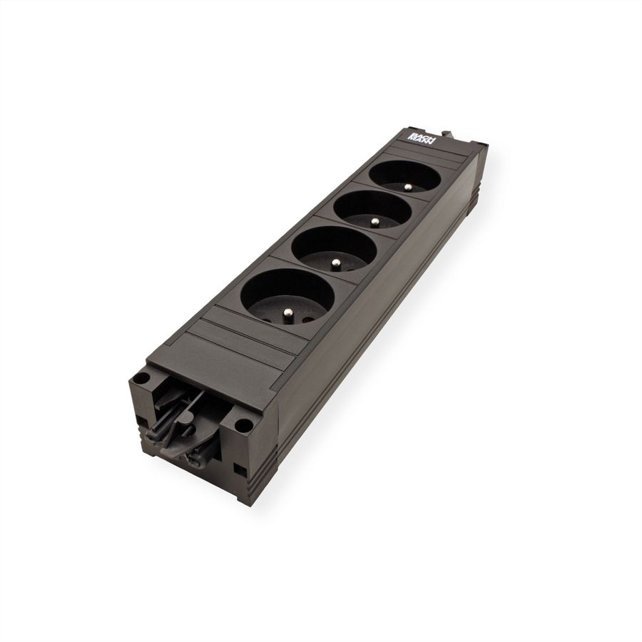 BACHMANN STEP BASE 4xUTE GST18, CEE 7/7 fiche de contact de protection C19 1m, noir