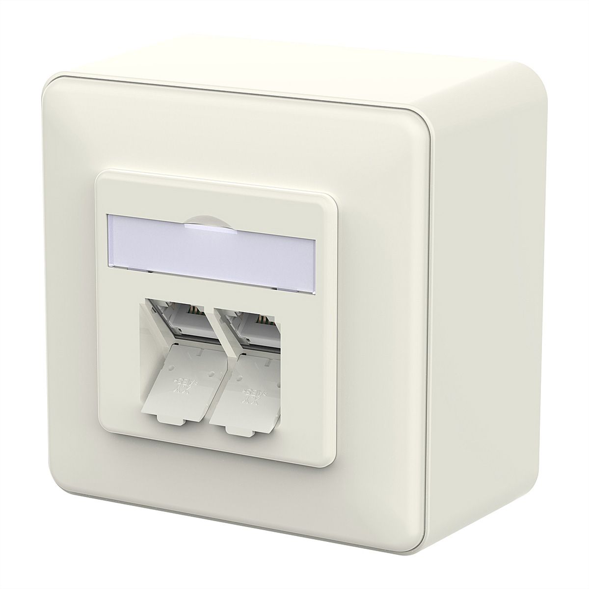 METZ CONNECT E-DAT C6A LSA++ Prise, 2 ports, apparent (AP), blanc pur