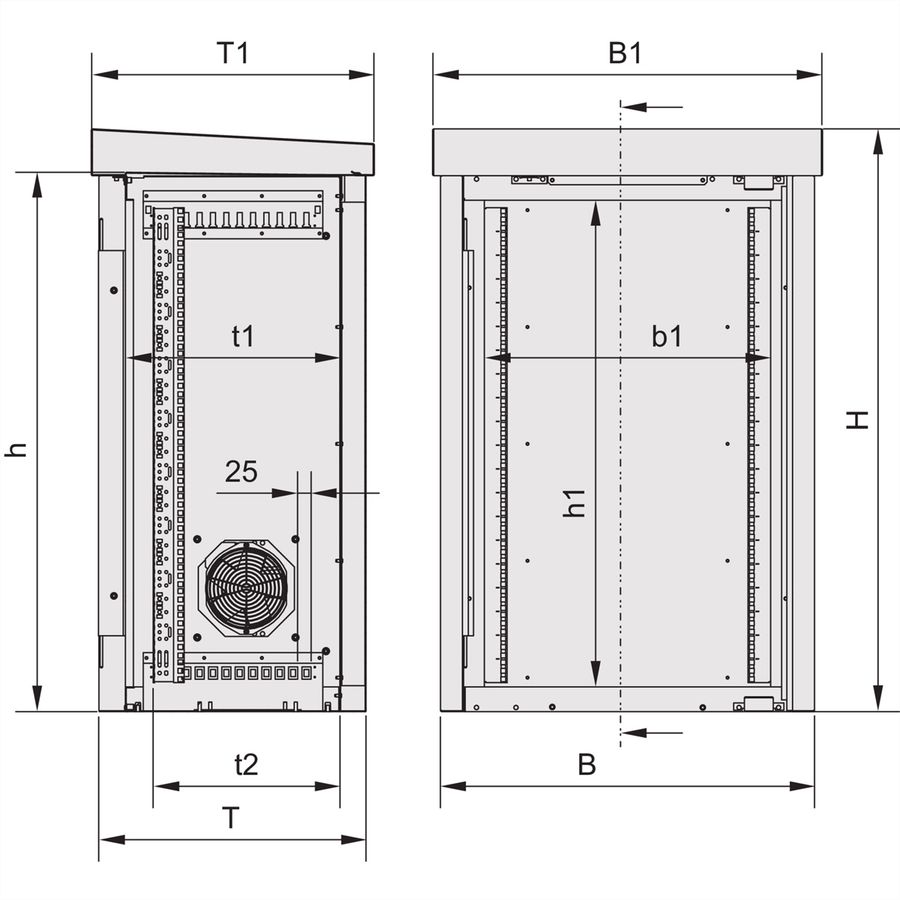 SCHROFF - Armoire unibody pour l'extérieur avec porte simple, 930H 16 U, 700W 500D