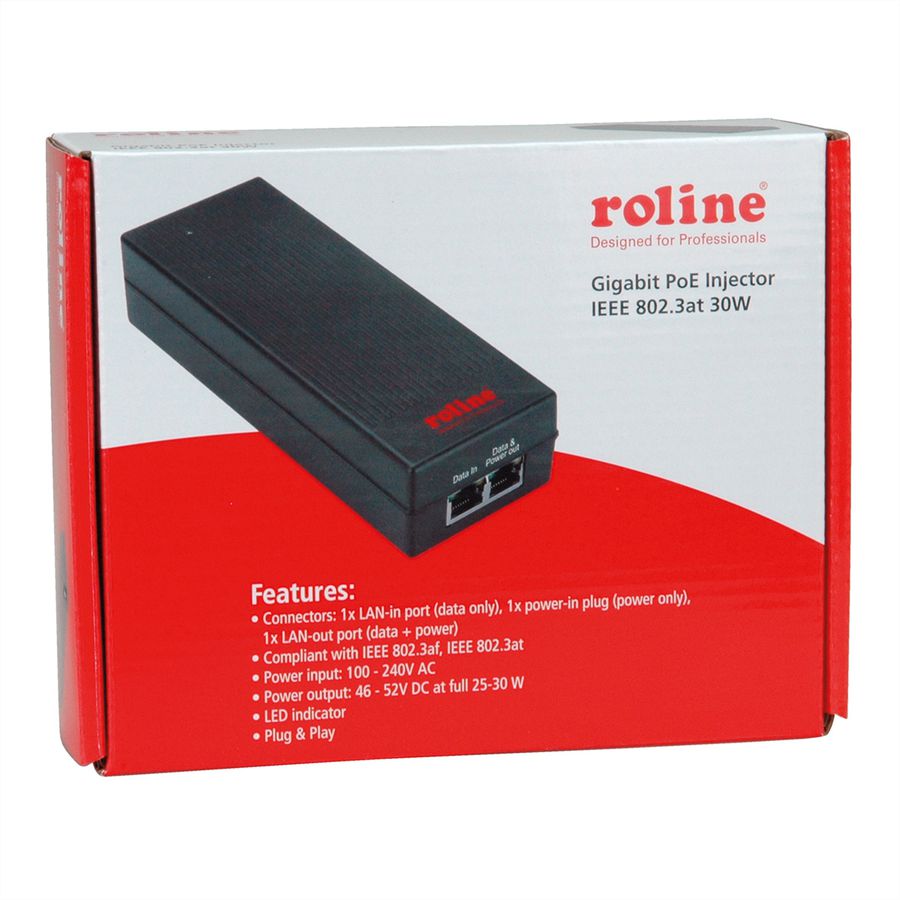 ROLINE Injecteur PoE Gigabit, 30W