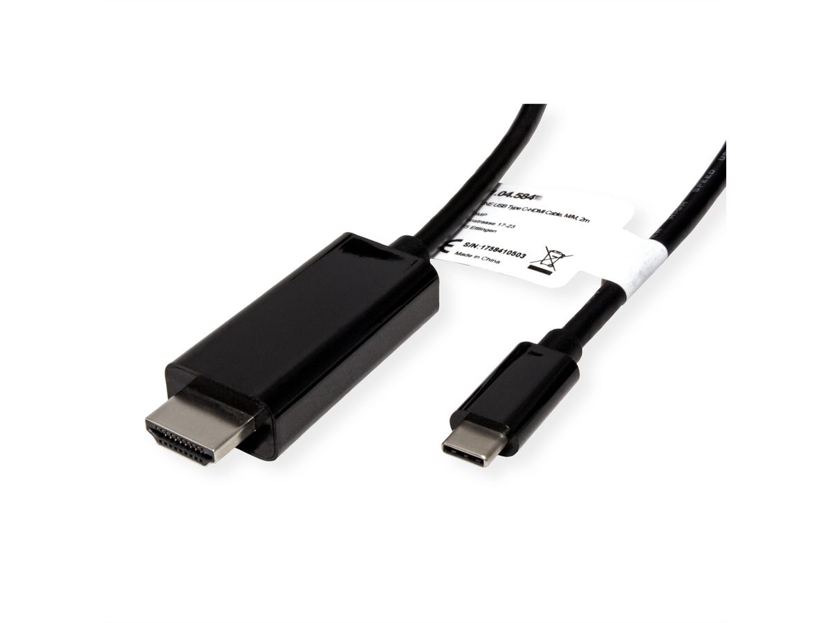 ROLINE Câble adaptateur type C - HDMI, M/M, 1 m