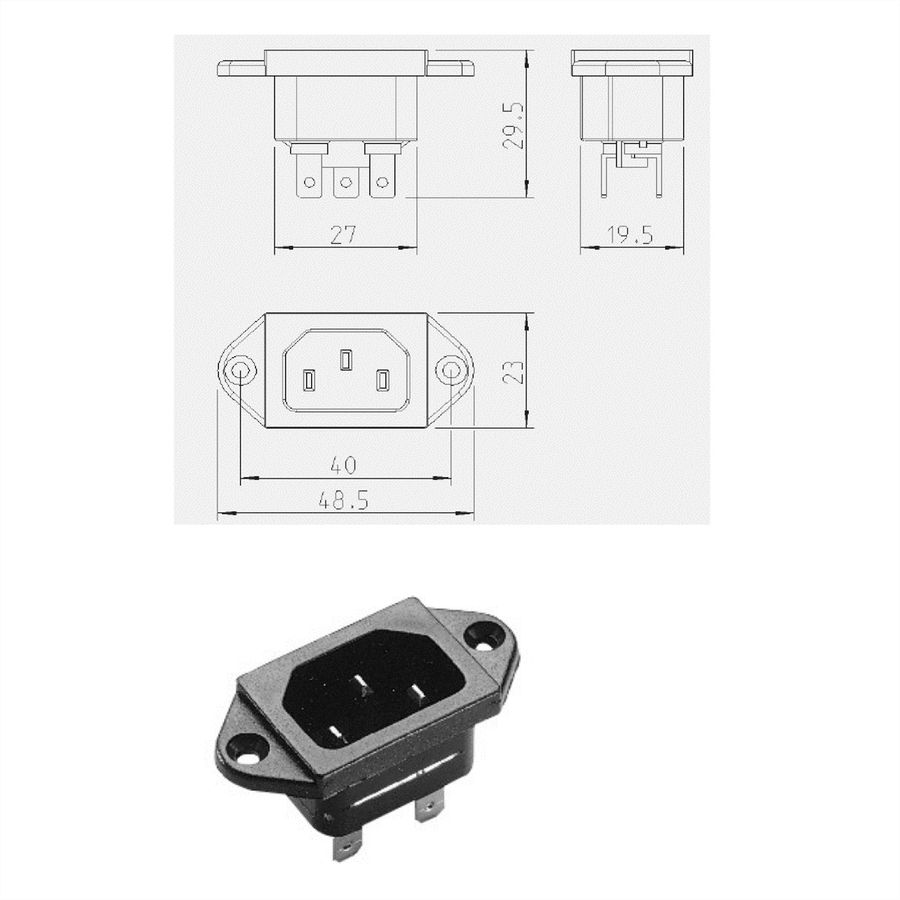 BACHMANN Connecteur C14, Noir, à visser
