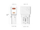 ROLINE Chargeur de voyage USB avec prise UK/US/Euro, 2 ports, 1x QC3.0 A + 1x C (PD), 25W