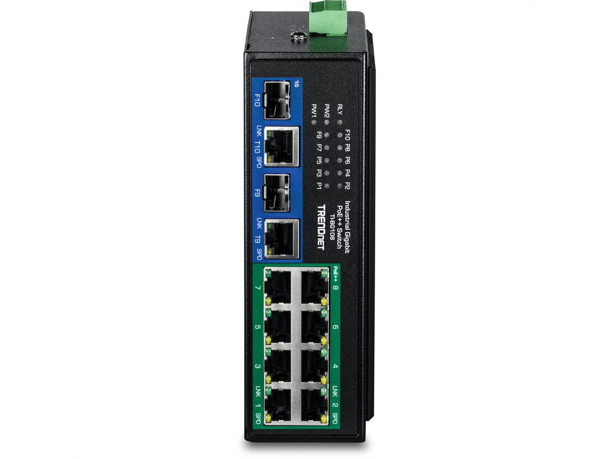 TRENDnet TI-BG108 Switch Rail DIN PoE++ 400W Gigabit industriel à 10 ports