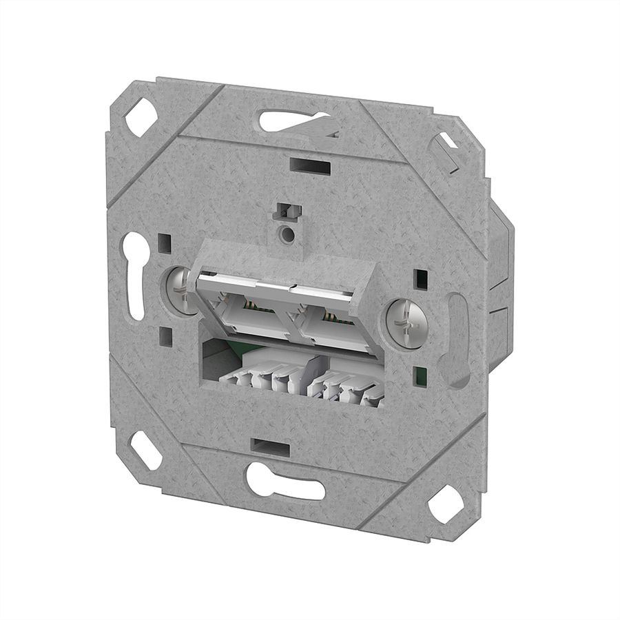 METZ CONNECT E-DAT C6A LSA++ Prise, 2 ports, encastré pour gammes d'interrupteurs design (UP0), métallique