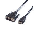 VALUE Câble de raccordement pour écran DVI (18+1) M /HDMI M, noir, 5 m