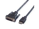 VALUE Câble de raccordement pour écran DVI (18+1) M /HDMI M, noir, 2 m