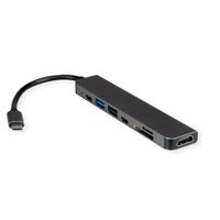 VALUE Station d'accueil USB type C, HDMI 4K60, 2x USB2.0 (A+C) + 1x USB3.2 Gen1 (A), 1x PD, 1x SD/TF