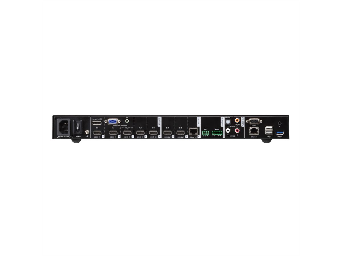 ATEN VP2730 7 x 3 Commutateur matriciel transparent de présentation avec ajusteur, diffusion, mélangeur audio et HDBaseT