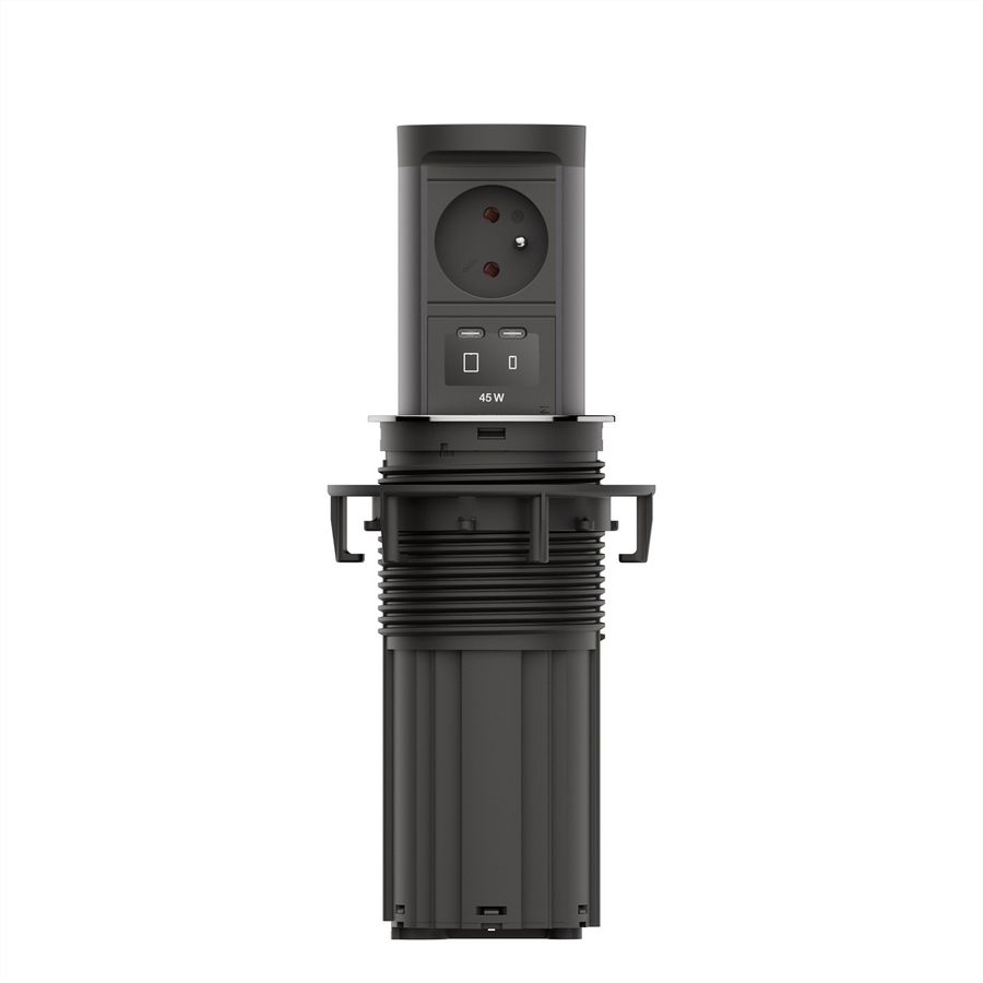 BACHMANN ELEVATOR2 1xUTE, 1xUSB C/C 45W aspect inox 2,0 m AEH