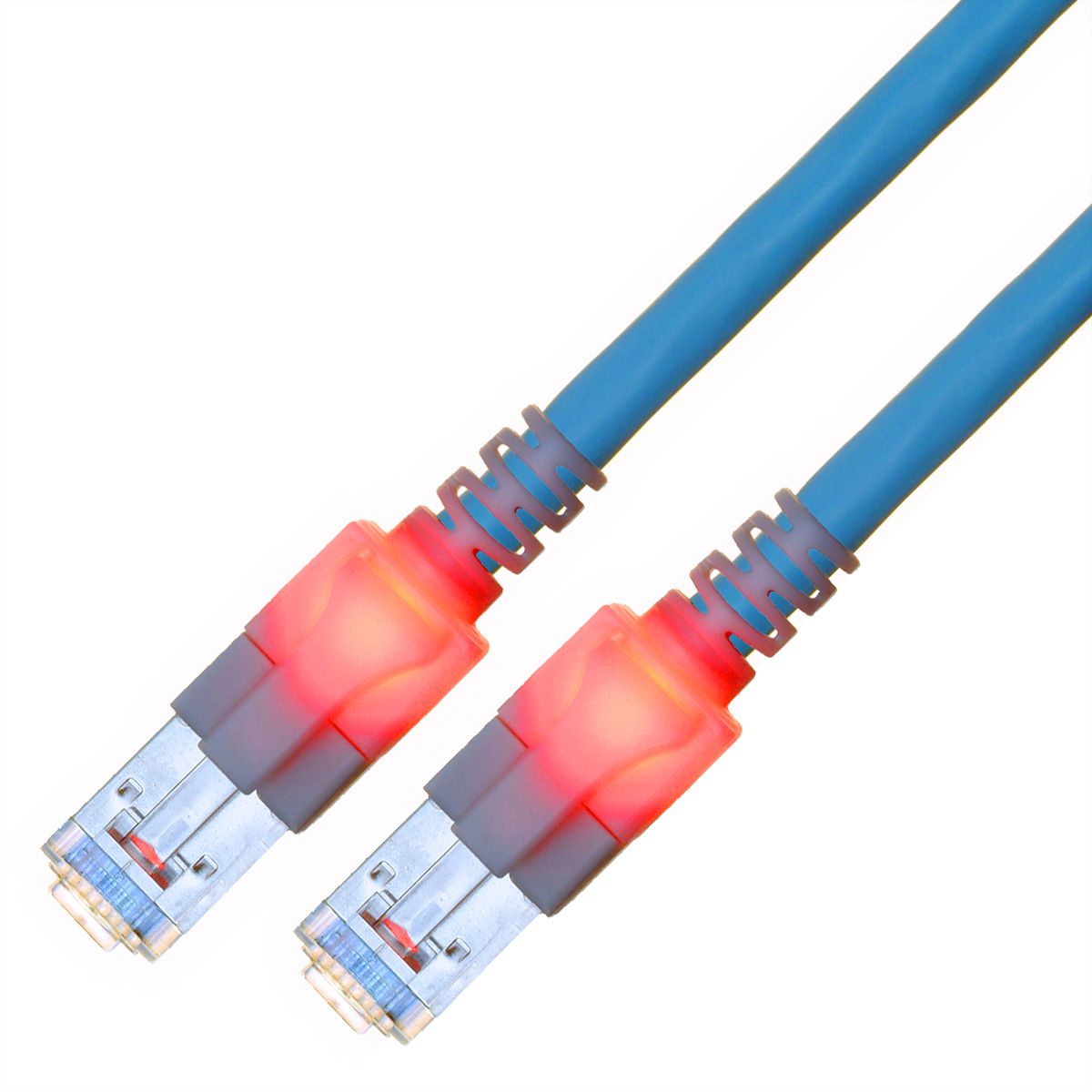 Cordon EasyLan DualBoot LED Cat.6 (Classe E) S/FTP, LSOH, bleu, 0,5 m