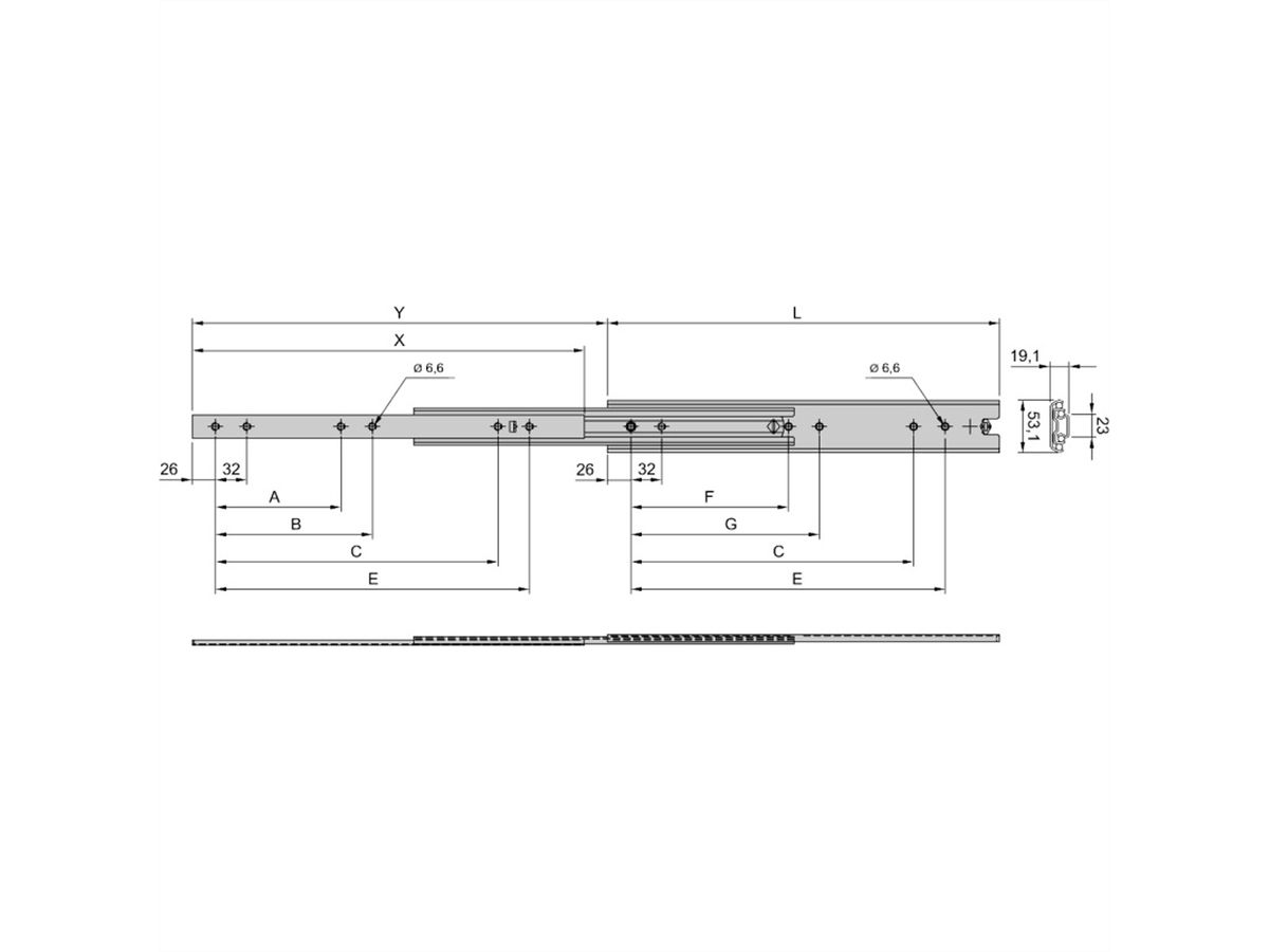 Glissière télescopique SCHROFF, Universelle, Charge lourde, 2 U 350L