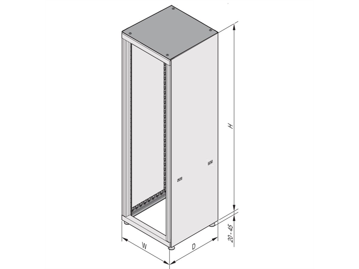 SCHROFF Varistar Armoire Deco avec montants 19" dans le cadre Deco, 38 U 1800H 600W 800D