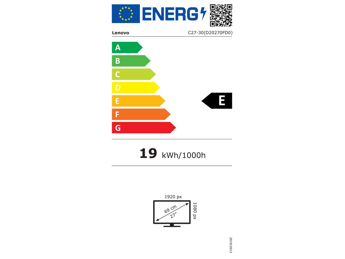 Lenovo C27-30 LED display 68,6 cm (27") 1920 x 1080 pixels Full HD Noir