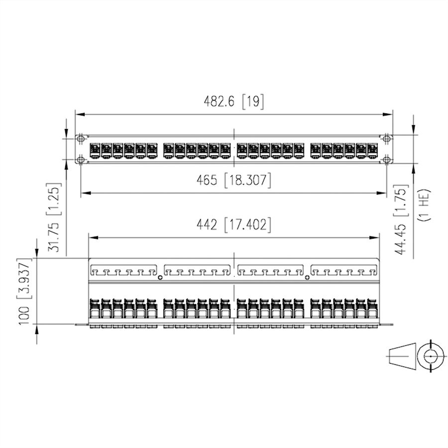 METZ CONNECT E-DAT modul 24x8(8) 1UH panneau de brassage Cat.6A, argent