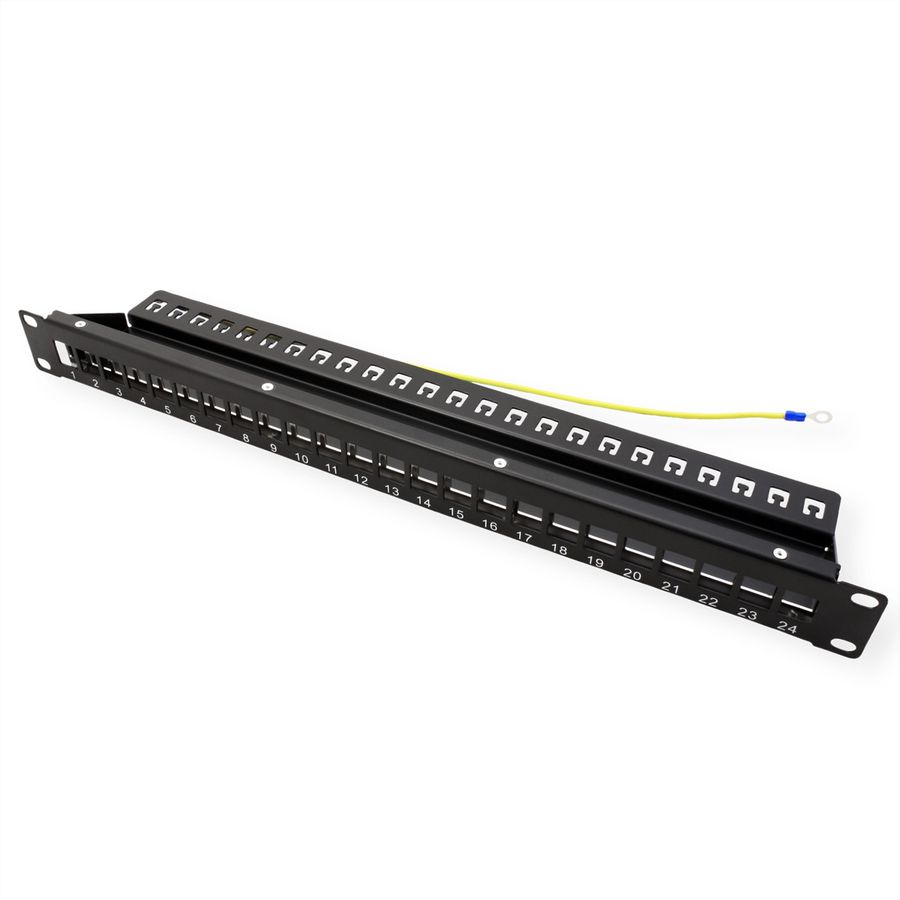 VALUE Panneau de brassage 19" pour keystones, 24 ports, 1U, blindé, noir