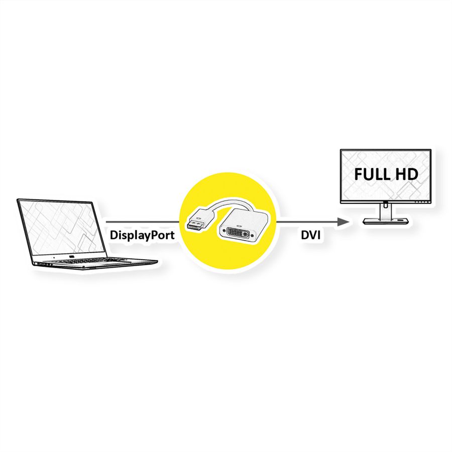 ROLINE Adaptateur DisplayPort - DVI, DP M-DVI F