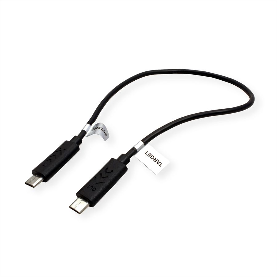 ROLINE Câble chargeur USB 2.0, Micro B - Micro B, M/M, noir, 0,3 m