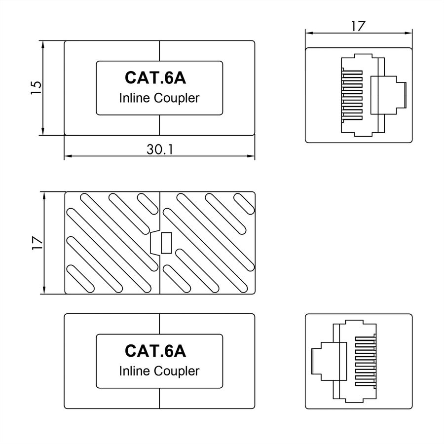 VALUE Coupleur RJ-45 non blindé, Cat.6A/Classe EA, blanc