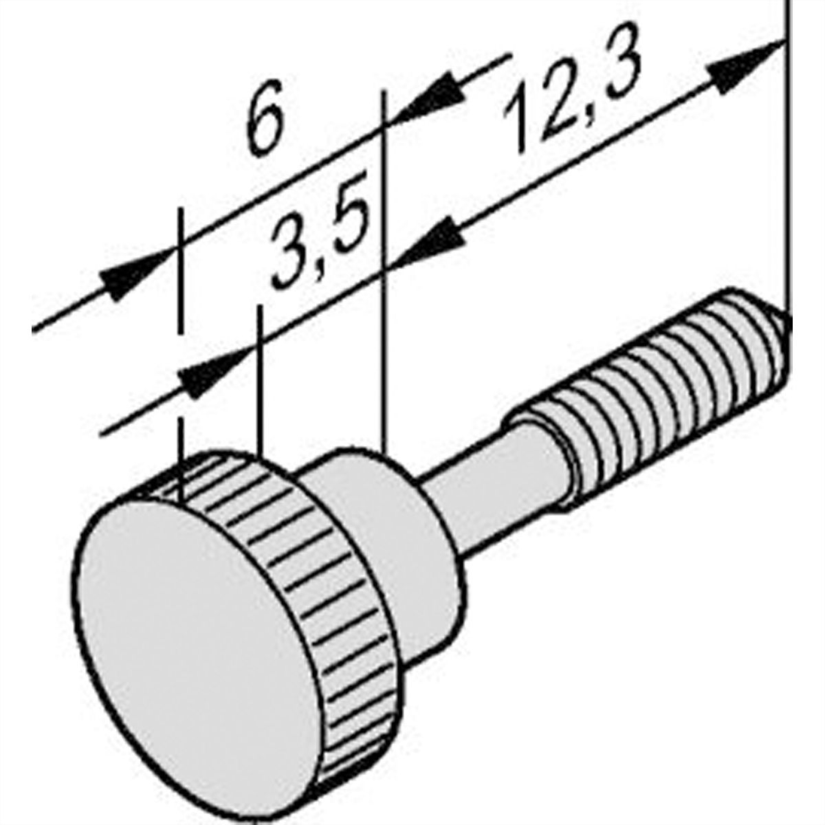 Vis à collerette de SCHROFF, tête moletée courte, M2.5 x 12.3 mm, laiton nickelé, 100 pièces