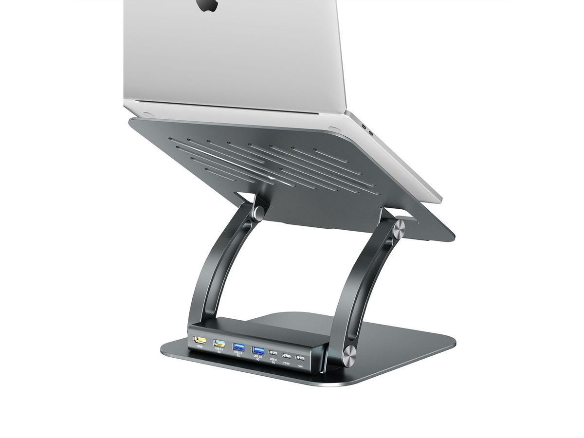 EXSYS EX-1224HM Support pour ordinateur portable, avec station d'accueil USB-C 7 en 1 amovible
