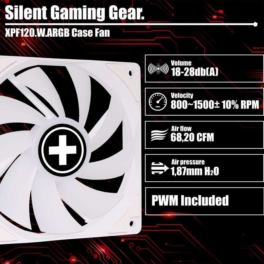 Xilence XPF120.W.ARGB 120mm PWM Ventilateur de boîtier, ARGB LED