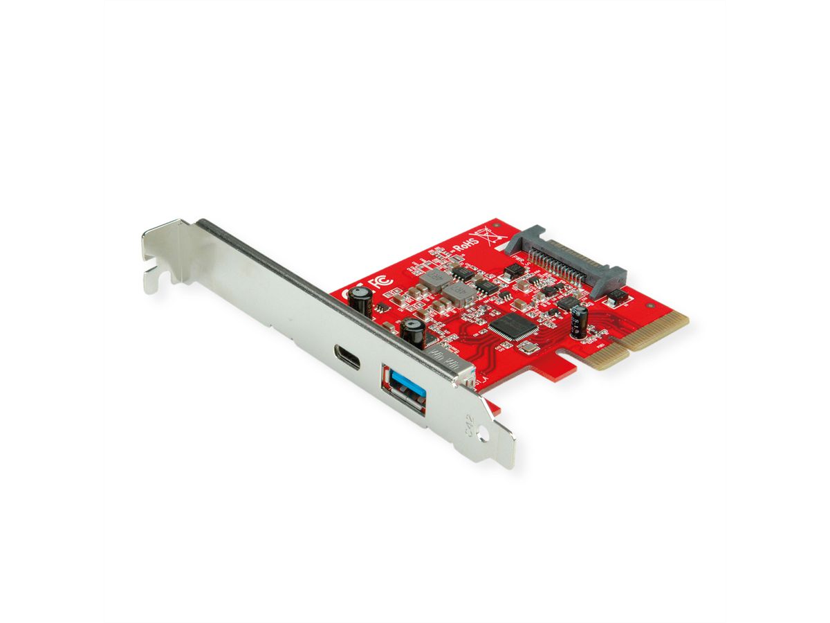 ROLINE Carte PCI-Express, USB 3.2 Gen 2, 1x USB A + 1x USB C