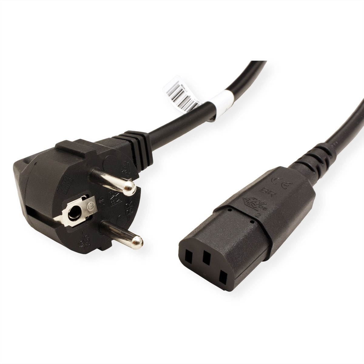 BACHMANN Câble d'alimentation droit, noir, 1,0 m, noir, 2 m