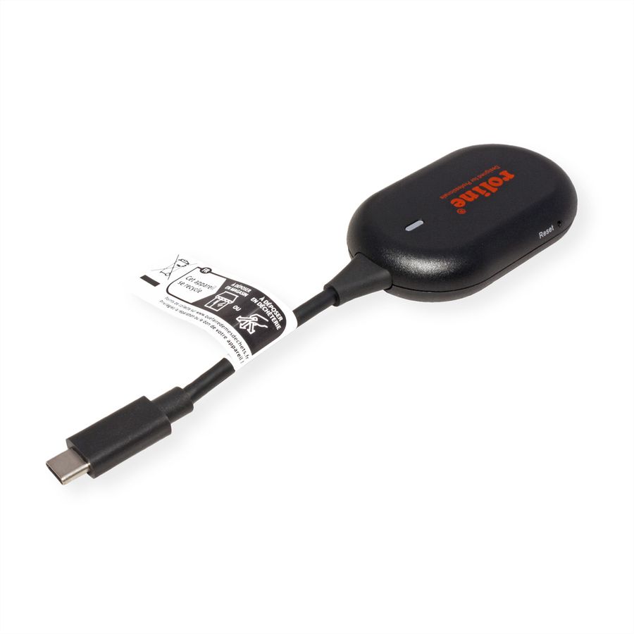 ROLINE Kit de dongle d'affichage P2P sans fil, Tx+Rx, Wireless USB-C vers HDMI, 1080p, 20 m