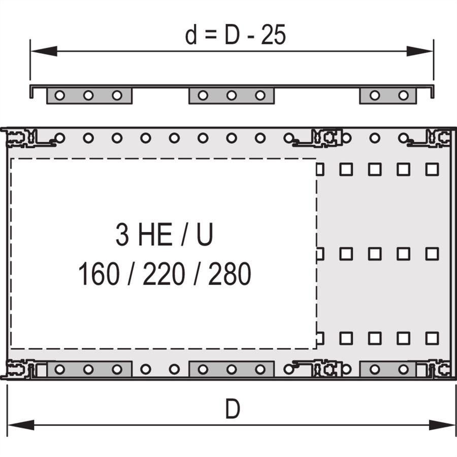 Plaque de recouvrement EuropacPRO SCHROFF pour boulonnage sur panneau latéral, SNCF, 36 CV, 55 mm
