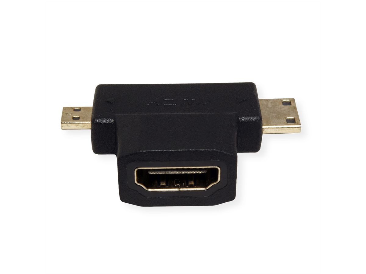 VALUE Adaptateur T-HDMI, HDMI  - HDMI Mini + HDMI Micro