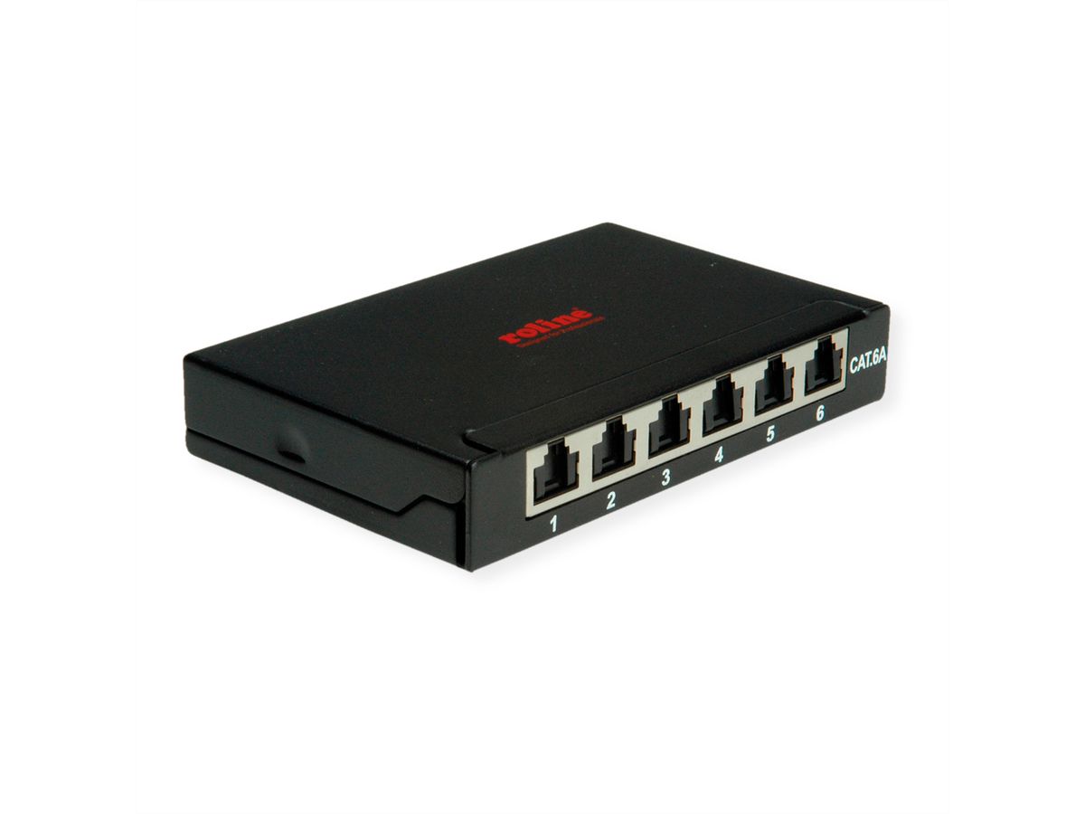ROLINE Mini panneau Cat.6A/ClassEA 6 ports, 0,5U, blindé, noir