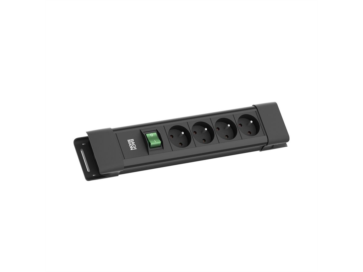BACHMANN CONNECTUS 4xUTE , 1xinterrupteur 2,0m CEE7/7 noir