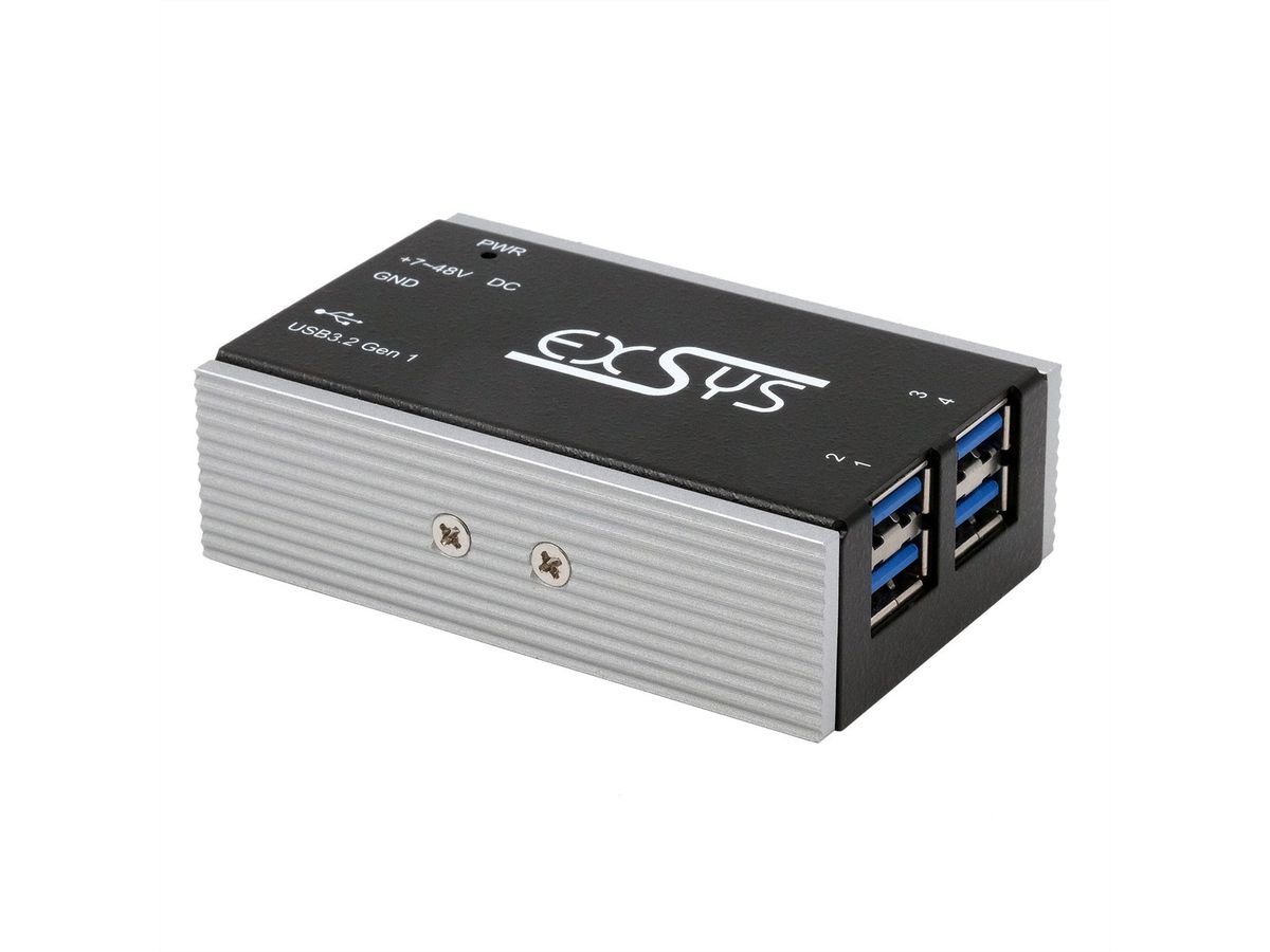 EXSYS EX-1181HMS-WT Petit hub métallique USB 3.2 Gen 1 à 4 ports