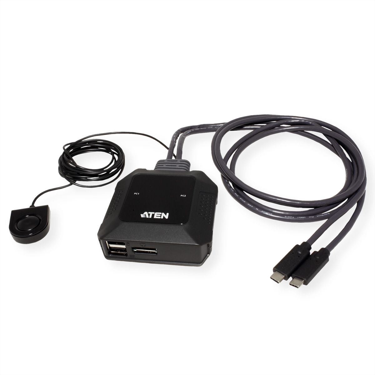ATEN US3312 Commutateur KVM DisplayPort 4K 2 ports USB-C avec sélecteur de port à distance