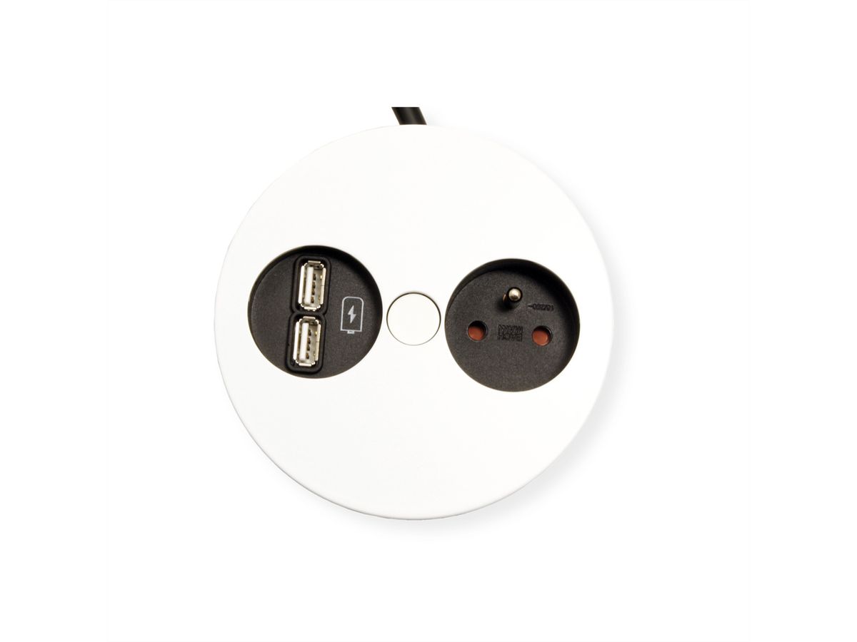 BACHMANN TWIST 1xUTE 1xUSB Chargeur courant 2,0m AEH,RAL9010 30GE