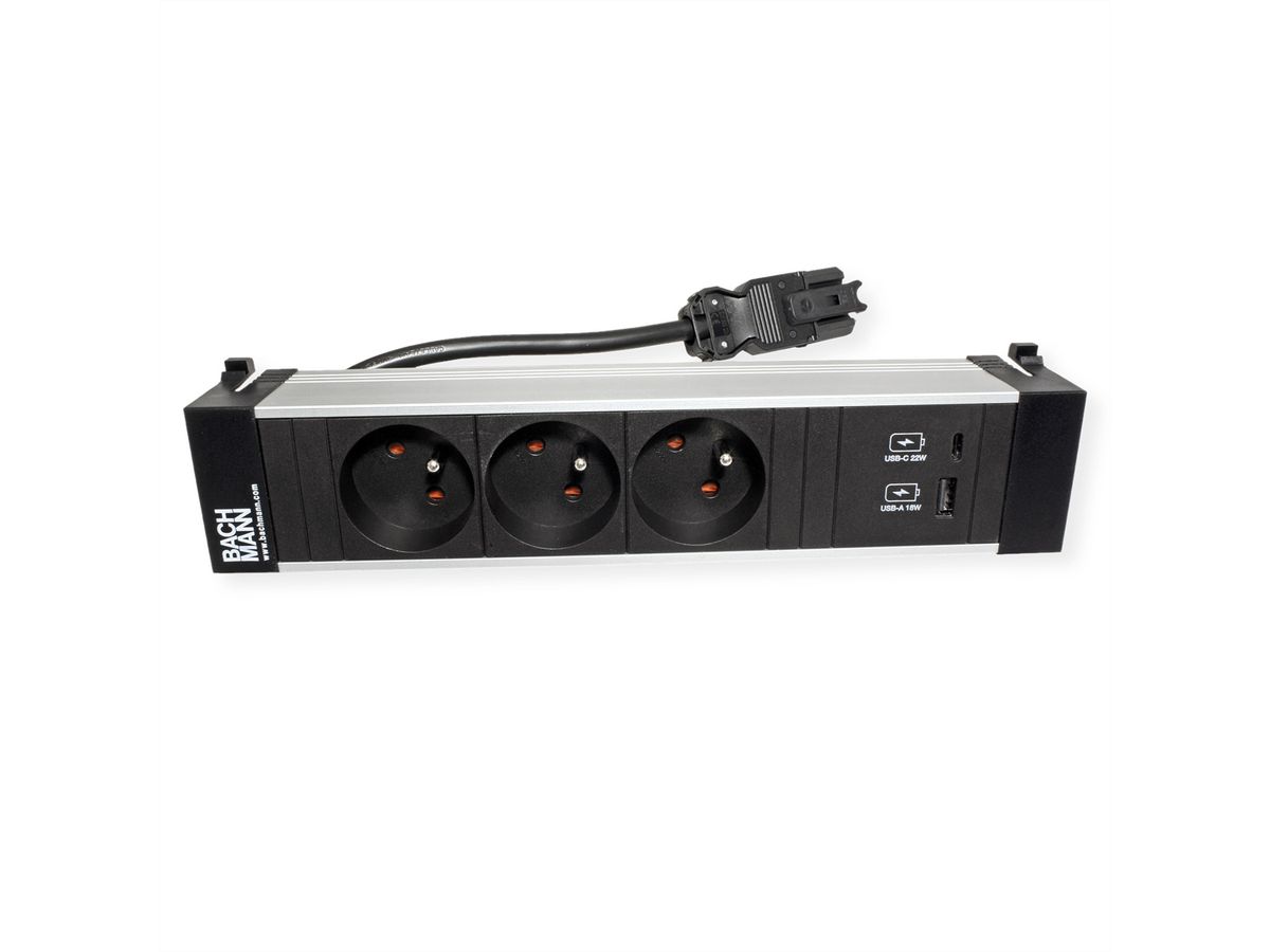 BACHMANN POWER FRAME M 3xUTE 1xUSB A&C 22W 0,2m GST18