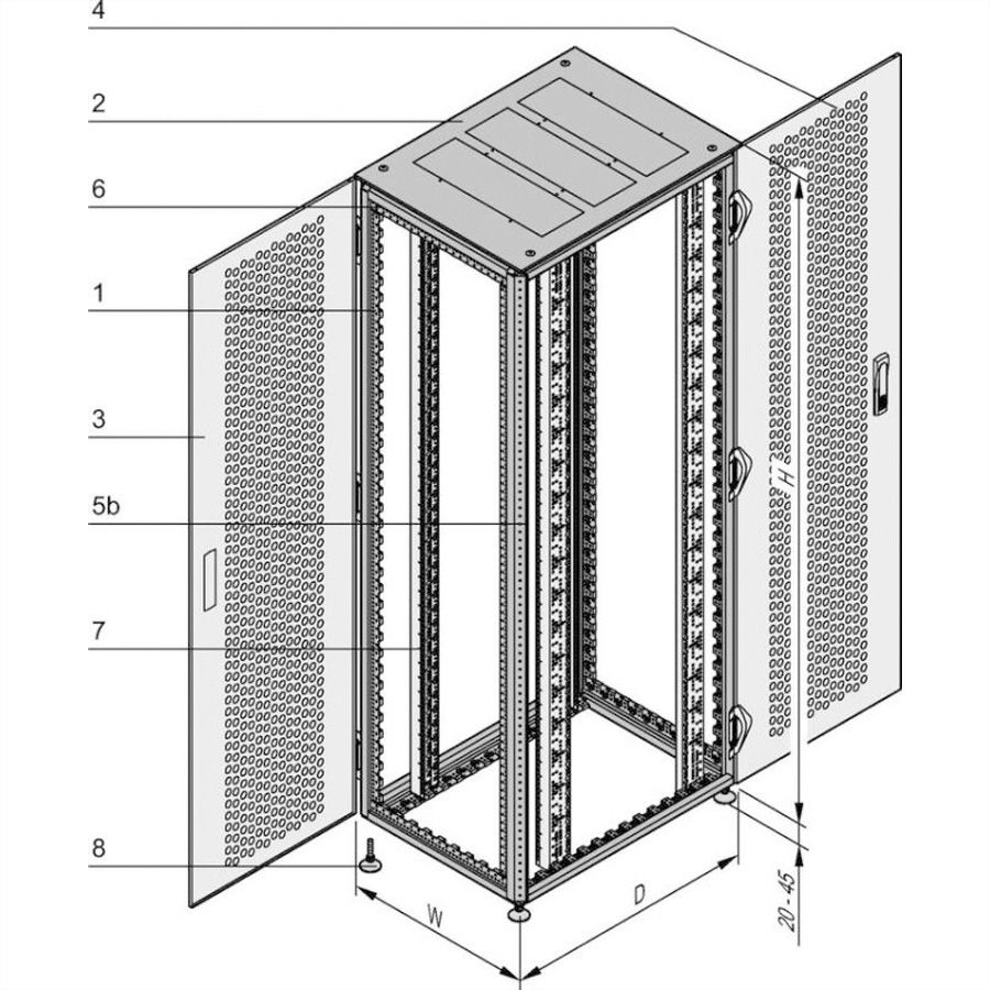 SCHROFF VARISTAR Armoire serveur 42 UH, 2000x800x1000mm, sans socle, RAL7035