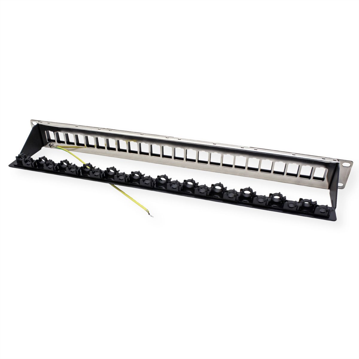 ROLINE Panneau de brassage 19" vide pour Keystone, 24 ports blindés, Fixation par clip, noir