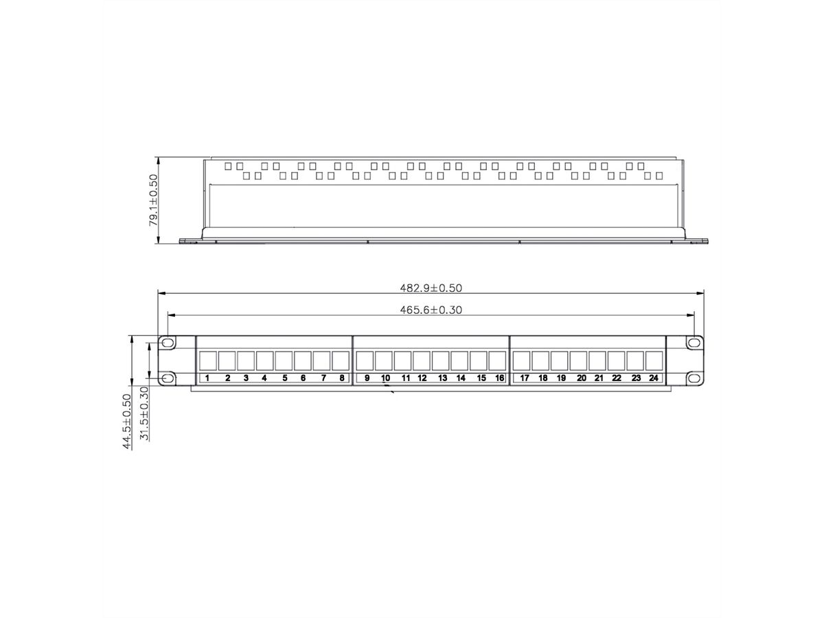 VALUE Panneau de brassage 19" pour keystones, 24 ports, 1U, non-blindé, noir