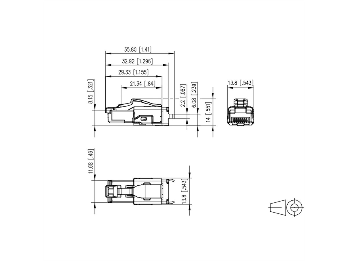 METZ CONNECT Connecteur RJ45 C6A ultra-court